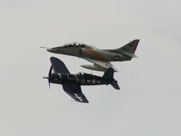 N524CF @ YIP - Skyhawk and Corsair together