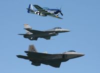 04-4062 - F-22, F-16 and P-51 Heritage Flight over Daytona Beach