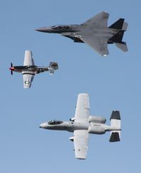 81-0967 @ TIX - A-10 with F-15 and P-51