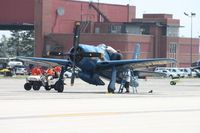 N68RW @ YIP - F8F-2 Bearcat in Blue Angels colors