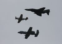 74-0643 @ NIP - QF-4E in heritage flight with A-10 and P-51