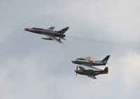 N2011V @ YIP - F-100F Heritage flight with an F-86 and P-51D